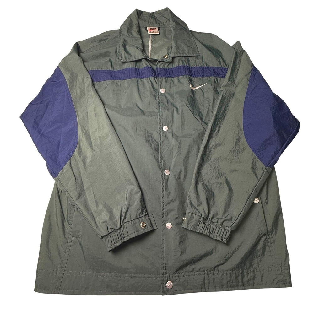 Vintage Nike Men's Green‎ Blue White Tag Nylon Windbreaker Jacket Size M